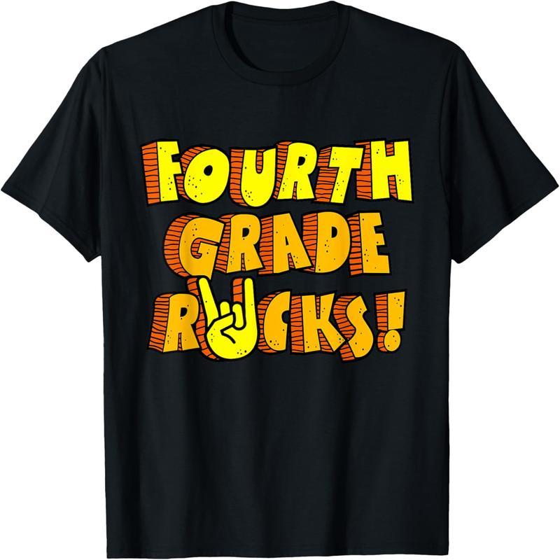 4th Grade Rock Vintage Shirt Team 4th Grade Teacher Boy, Girl T-Shirt