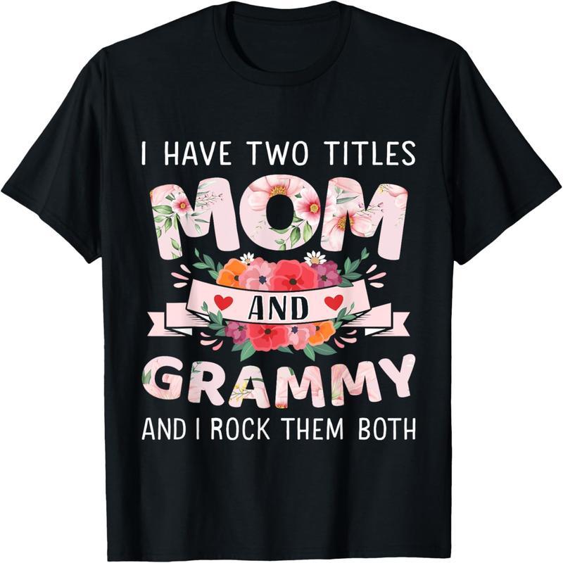 Two Title Mom Grammy Rock Mother's Day Christmas Birthday T-Shirt
