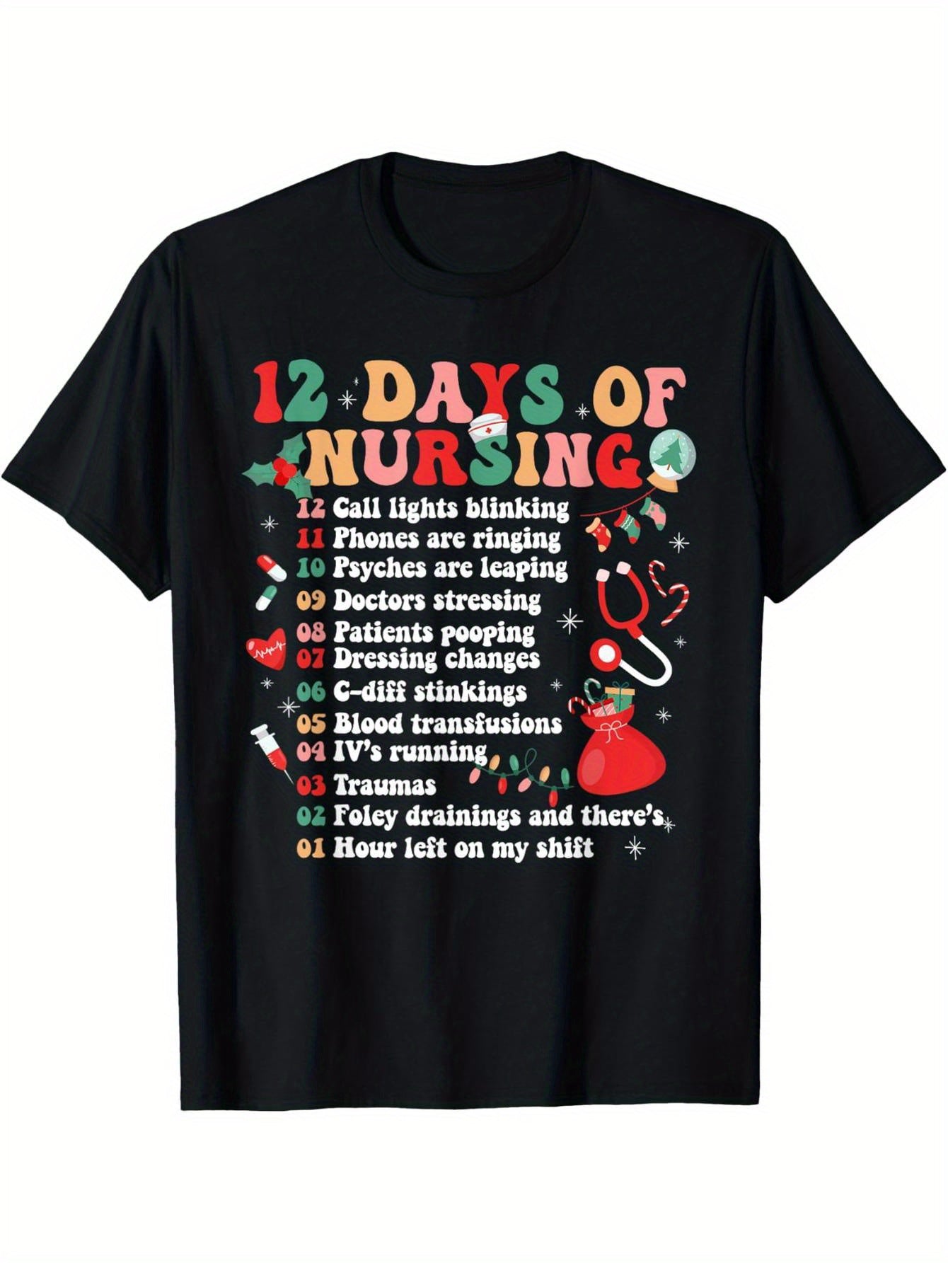 12 Days Nursing Nurse Christmas Merry Christmas Ornaments T-Shirt