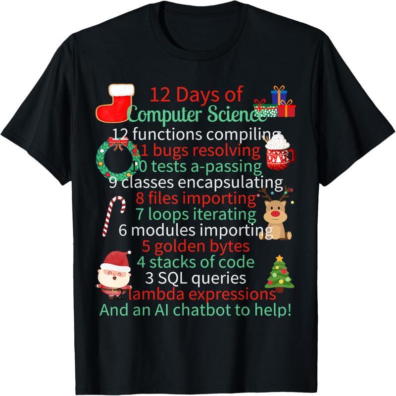 12 Days of Computer Science Christmas Theme Winter Holiday T-Shirts