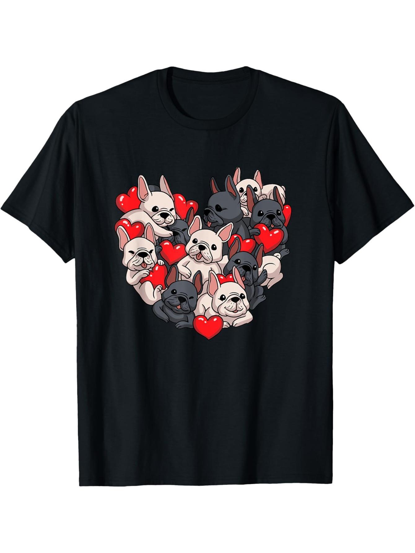 French Bulldog Valentine's Day Shirt, French Bulldog Heart Dog Mom T-Shirt