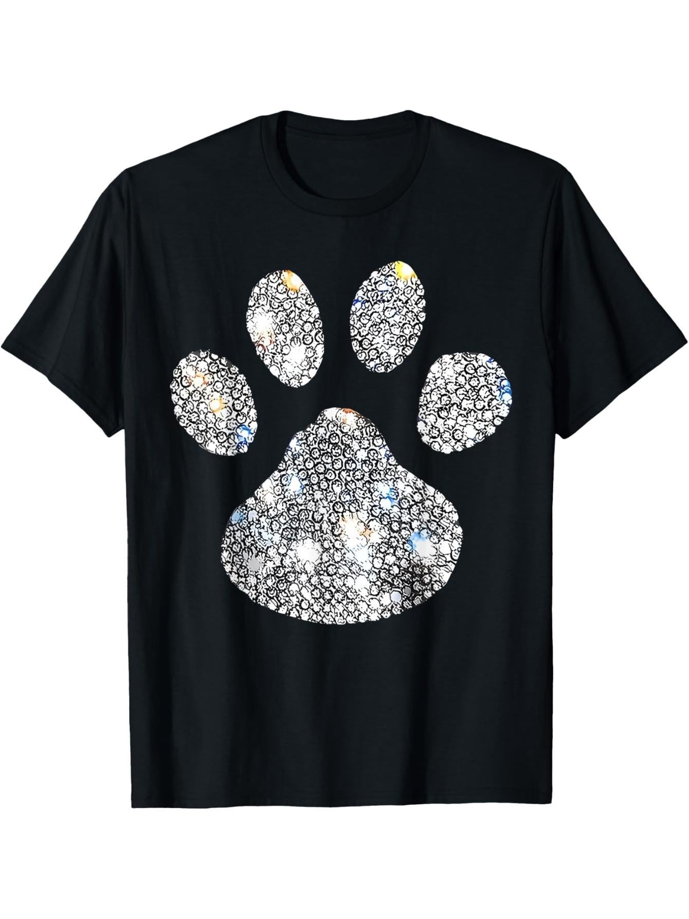 Dog Paw Print Animal Rescue Heart Valentine's Day Mom Dog T-Shirt