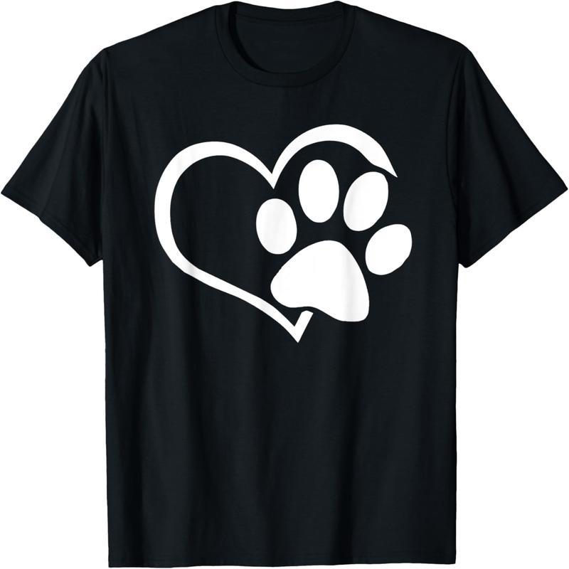 Dog Mom and Dad Puppy Shirt Love Dog Paw Print Heart Shaped Women's Men's T-Shirt