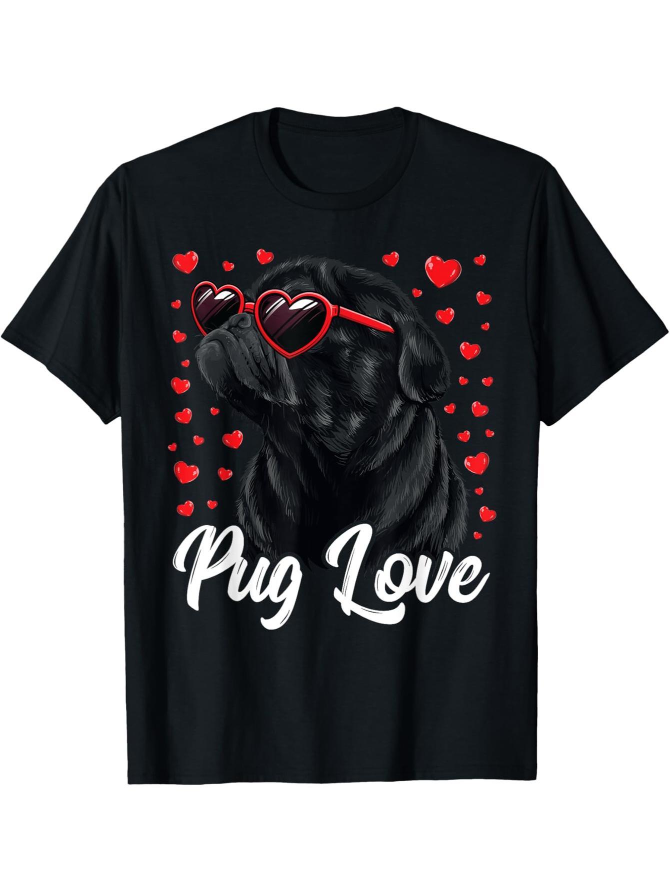 Shirt, Women's, Men's, Pug Mom, Valentine's Day, Pug T-Shirt