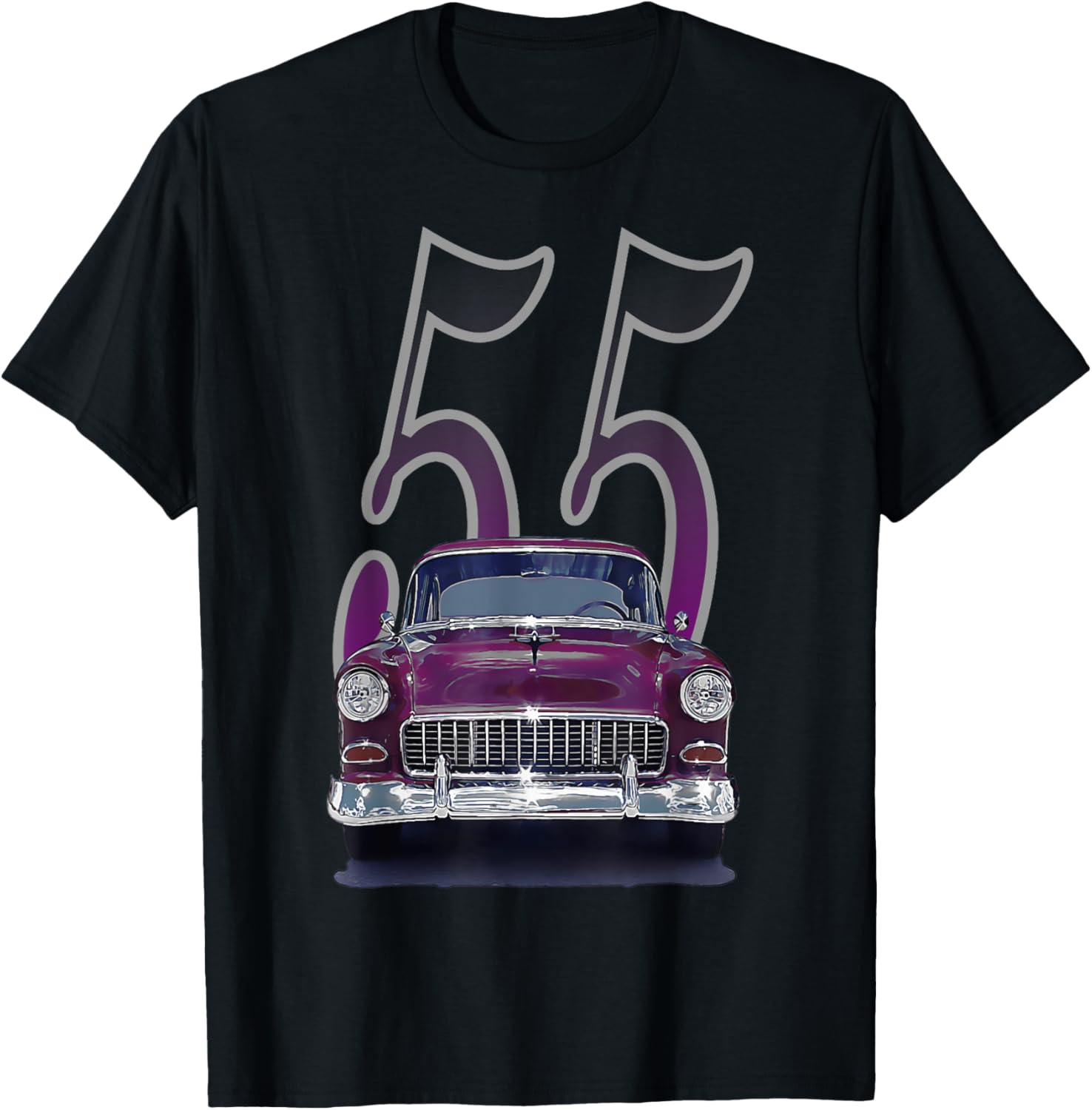 1955 55 chevys bel air classic vintage muscle car front view T-Shirt