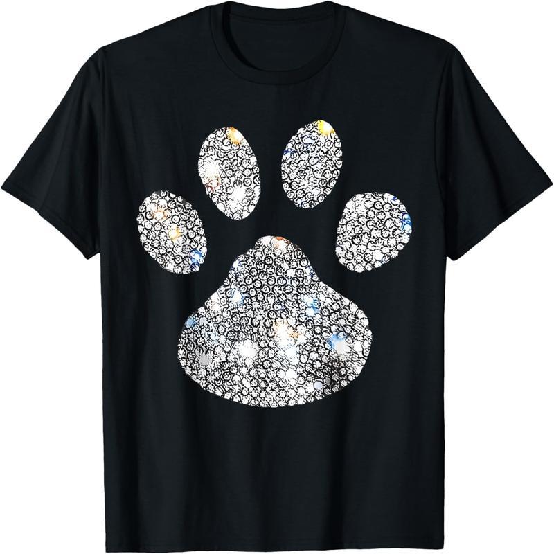 Dog Paw Print Animal Rescue Heart Valentine's Day Mom Dog T-Shirt