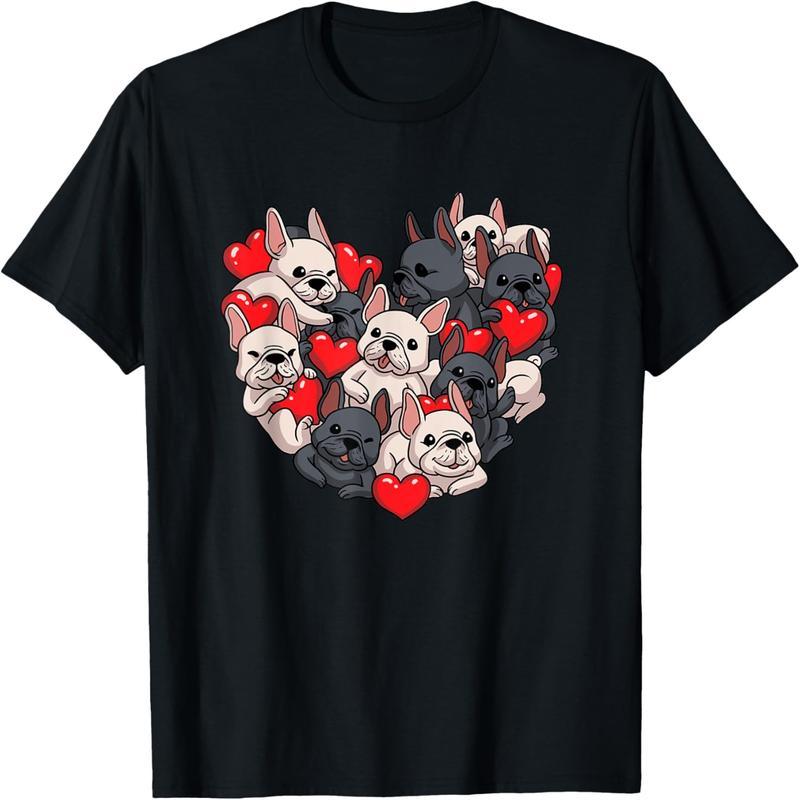 French Bulldog Valentine's Day Shirt, French Bulldog Heart Dog Mom T-Shirt