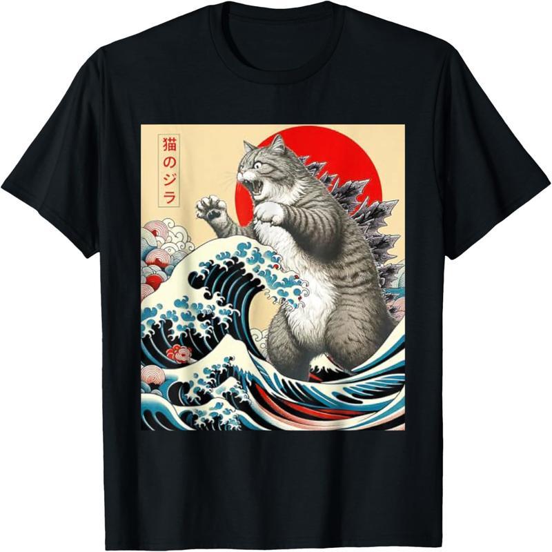 Catzilla Cat Japanese Art Funny Cat T-Shirt