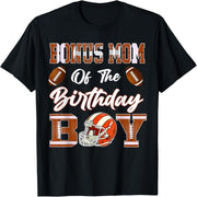 Birthday boy's mom gives away American football fan T-shirts