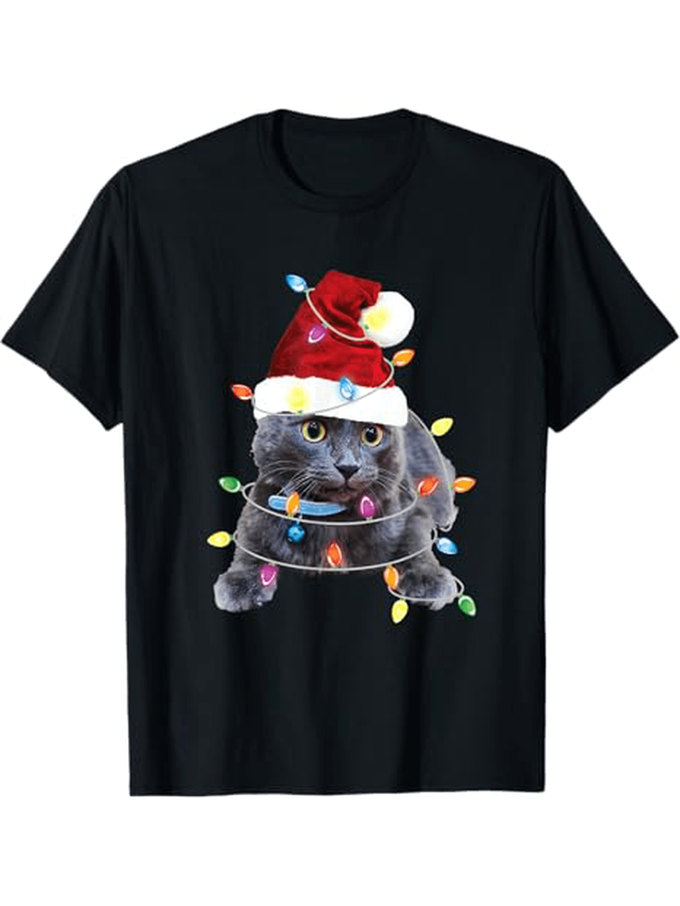 Cat Christmas Cat Mom Cat Dad Santa Black Cat T-Shirt